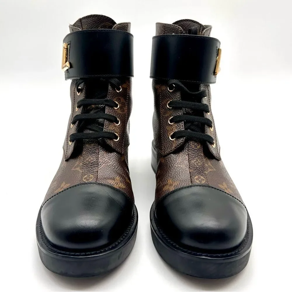 Louis Vuitton Wonderland Ranger Combat Boot Brown LV Monogram EU 37.5 US 7.5